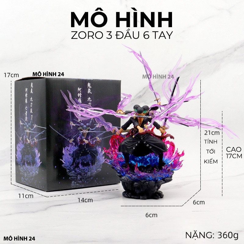 NEW Zoro รุ่น 3 หัว 6 แขน Asura full haki roronoa zoro สามหัวหกแขน pirate king figure fullbox .
