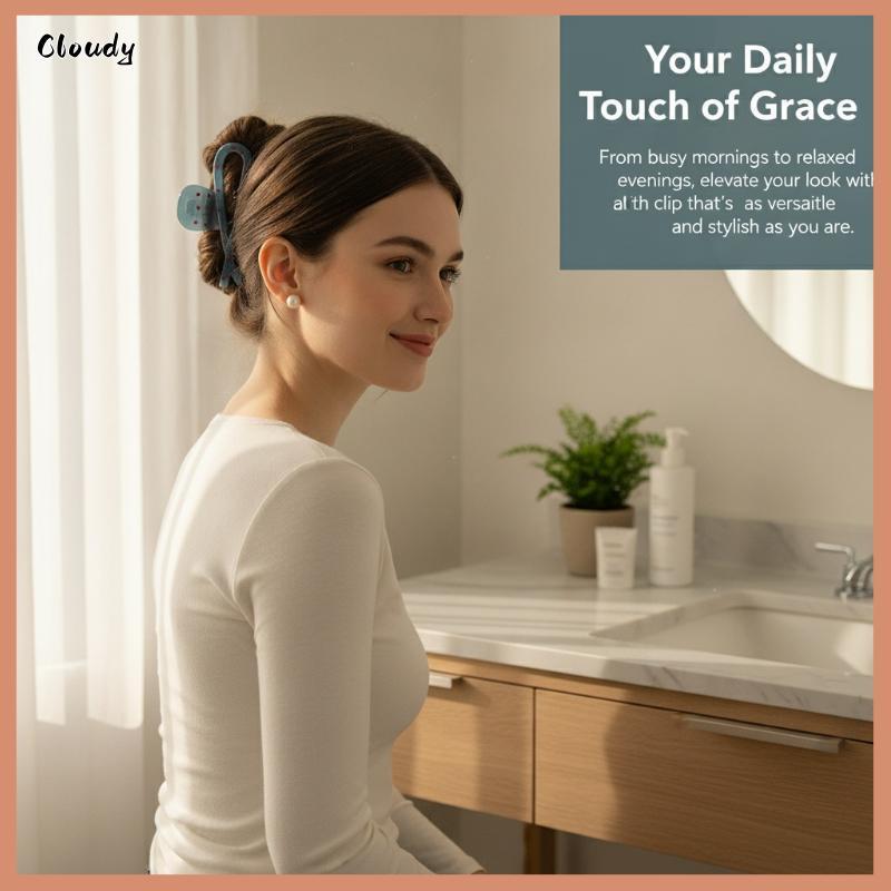 [Cloudy] Dusty Blue Plastic Hair Claw Clips Strong Grip Non-slip Cute Hair Accessories for Women Dai