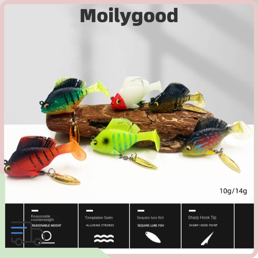 MOILYTH เหยื่อเบสนุ่มพร้อมตะขอตะกั่ว เหยื่อพลาสติกอ่อน Sleeper Dark Sleeper SwimBait Jig Shad Bass