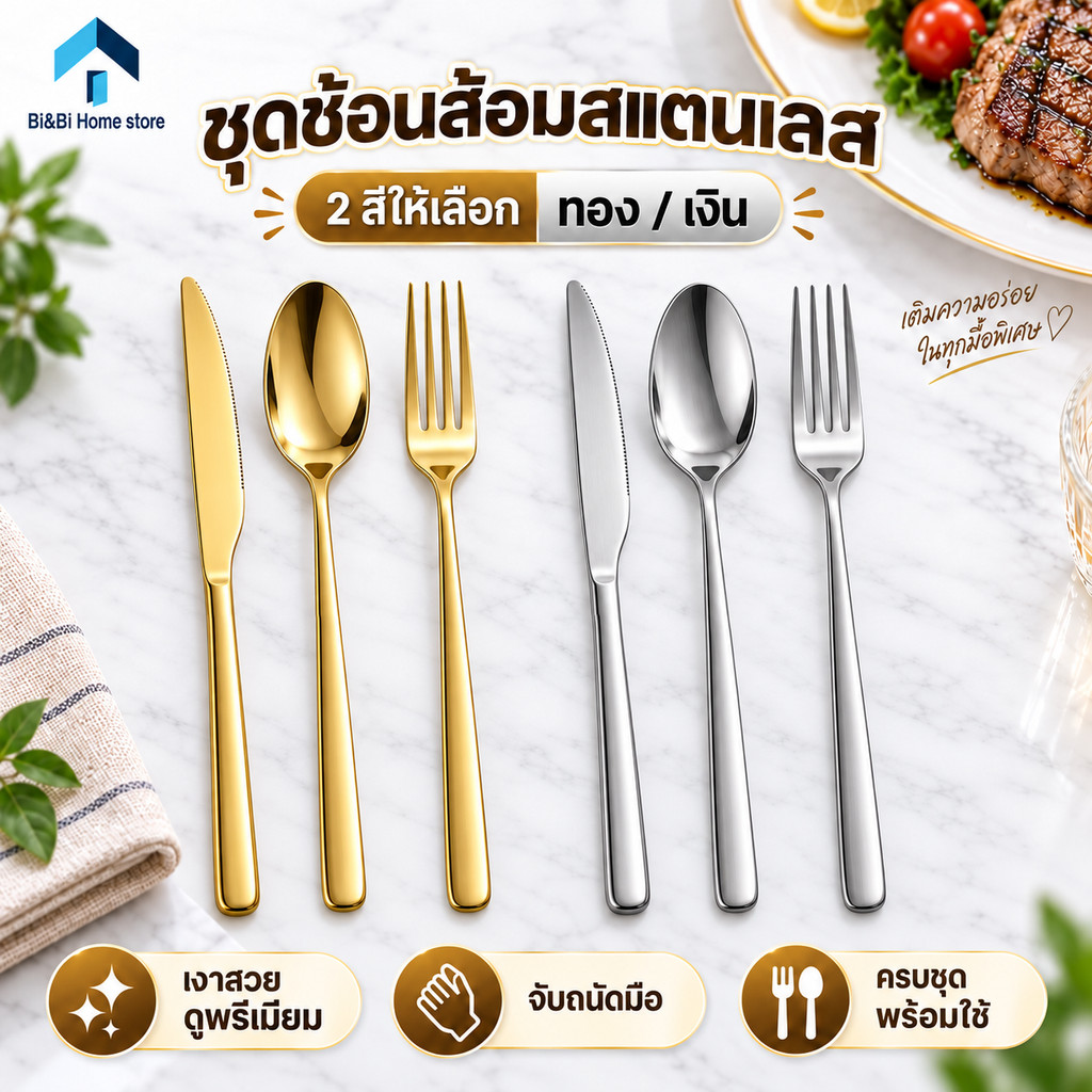ช้อน ส้อม ช้อนเกาหลี ส้อมเกาหลี สแตนเลส 304 เครื่องใช้บนโต๊ะอาหารเกาหลี ชุดช้อนส้อม