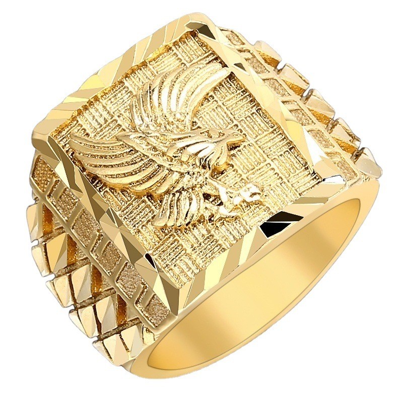Chenrui Gold Spread Wings Xiang Eagle Ring Tying Ring เครื่องประดับมือ Gold-Plated Stacking 9.10