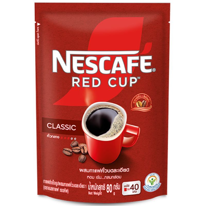 เนสกาแฟเรดคัพกาแฟสำเร็จรูปผสมกาแฟคั่วบดละเอียดถุงตั้ง 80กรัม Nescafe Red Cup Coffee 80G