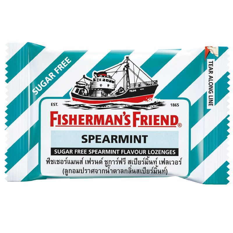 ฟิชเชอร์แมนลูกอมซูการ์ฟรีสเปียร์มินต์ 22กรัม Fishermans Friend Spearmint 22g.
