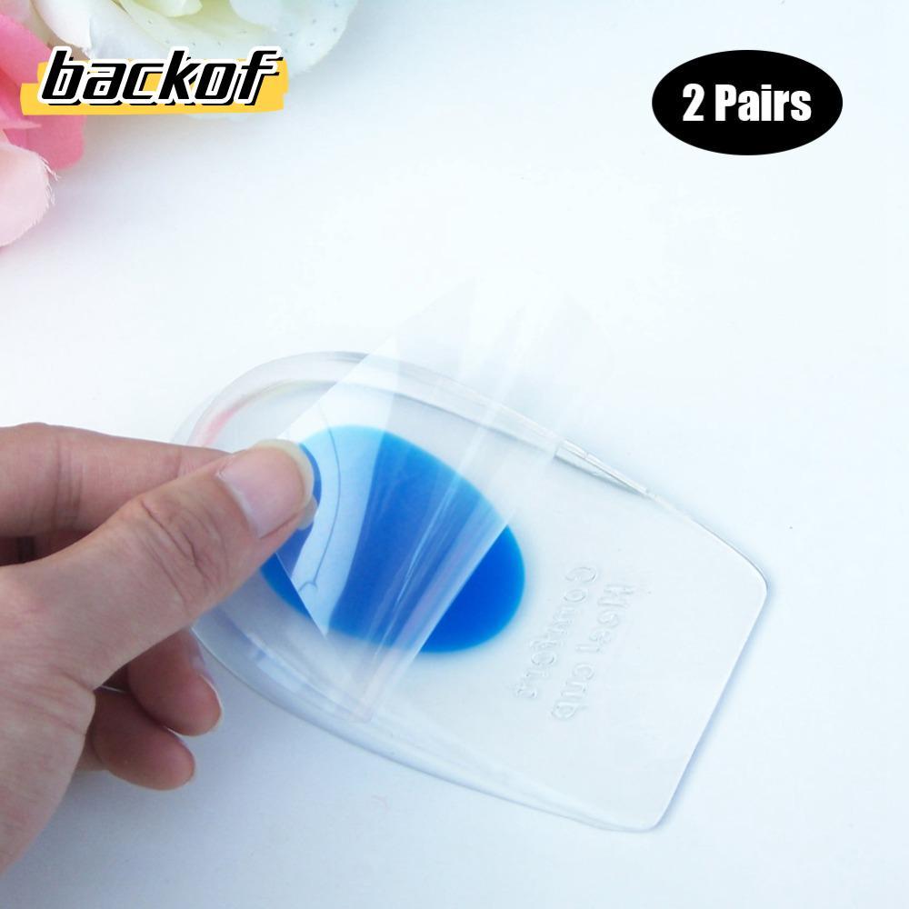 BACKOF พื้นรองเท้าเพิ่มความสูง 2 คู่, ซิลิโคน 11.3x7x2 ซม. เบาะรองส้นเท้านวด, ถ้วยส้นเจลสีฟ้ายืดหยุ่