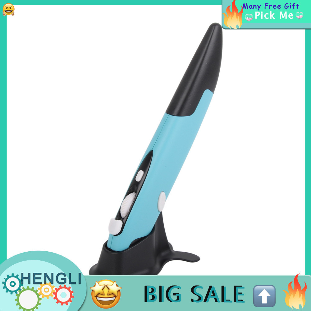 Hengli ปากกาเมาส์อากาศไร้สาย 2.4GHz ออปติคอลพร้อมเซ็นเซอร์ปรับได้ 500/1000 DPI และสัญญาณเตือนแรงดันต
