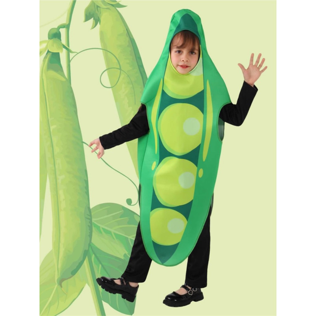 ฮาโลวีนเครื่องแต่งกายเด็กคอสเพลย์ Overalls Pea Pod Party School Stage ชุดคอสเพลย์