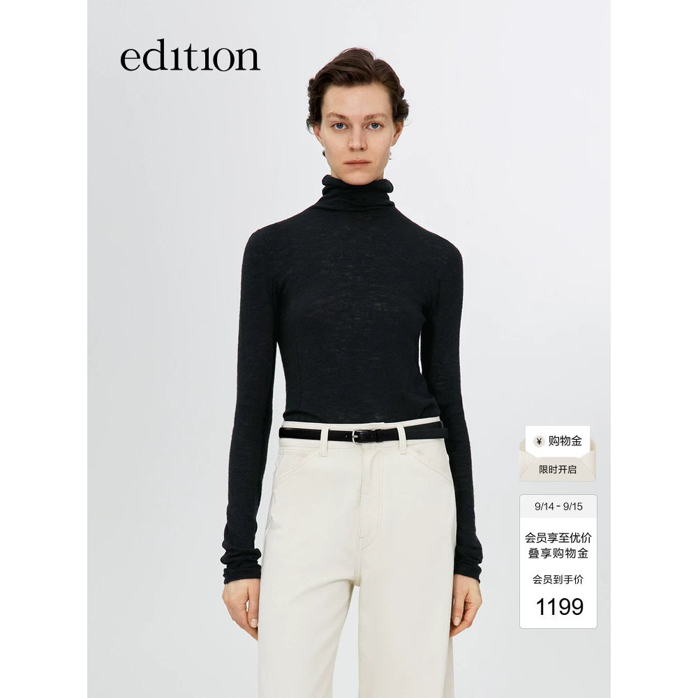 [Elite ตู้เสื้อผ้า Series] edition เสื้อกันหนาวผู้หญิงเสื้อกันหนาวคอเต่าขนสัตว์สไตล์ใหม่ EBE4SWT018