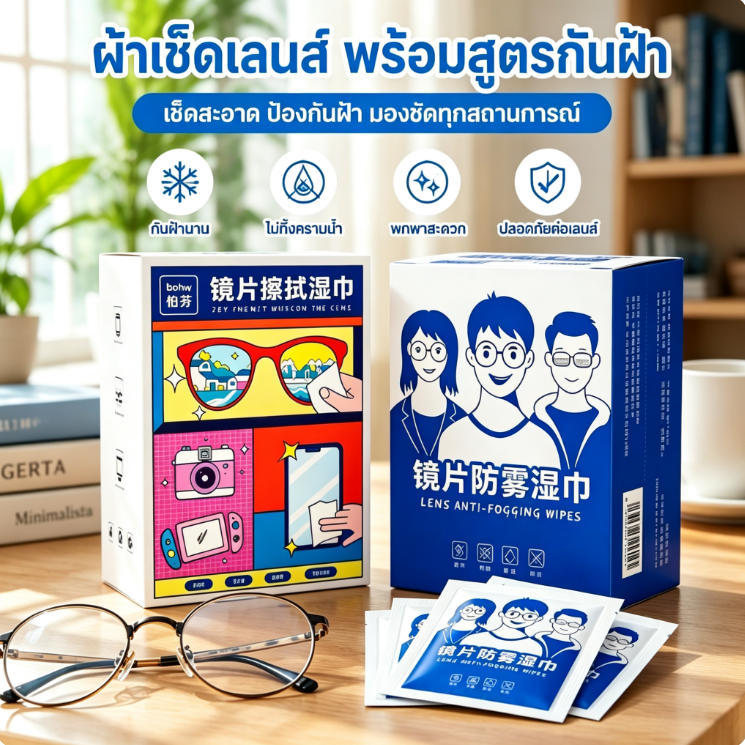 ผ้าเช็ดแว่นตาอเนกประสงค์ 100 แผ่น/กล่อง เช็ดแว่น กล้อง โทรศัพท์ จัดส่งไว