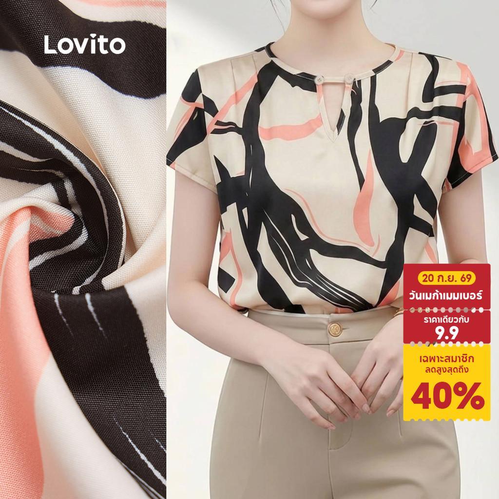 Lovito เสื้อเบลาส์ผู้หญิงหรูหรา สําหรับฤดูใบไม้ผลิ/ฤดูร้อน L198ED581