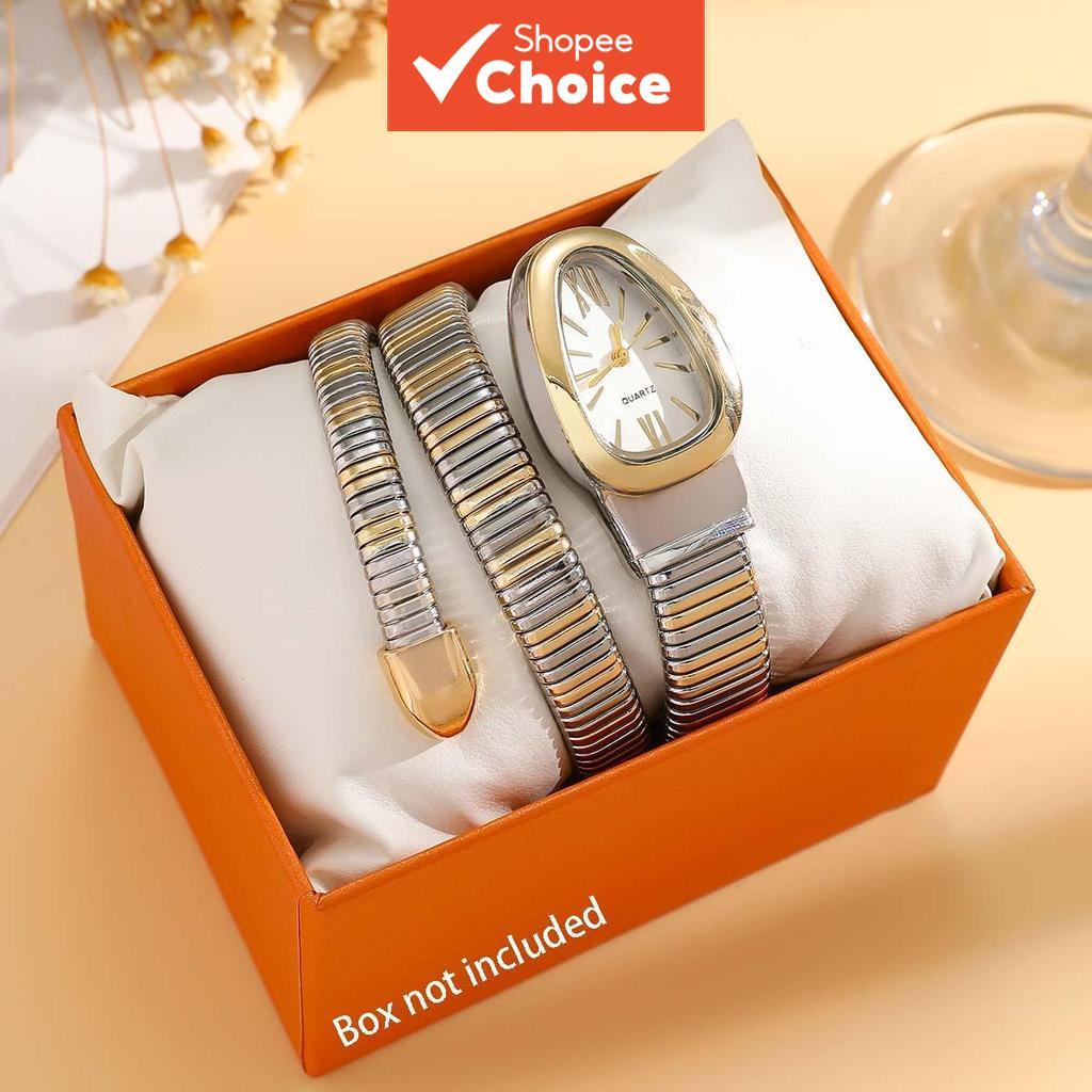 หรูหรา Gold-link Snake นาฬิกาผู้หญิงหน้าปัดสีขาว Niche Design Elegant Daily Commuter