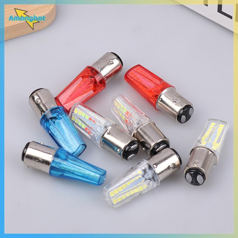 Amonghot> 2 ชิ้น 1157 Ba15d ไฟเบรค LED รถจักรยานยนต์ Strobe LED ที่จอดรถไฟท้ายกระพริบคําเตือนย้อนกลั