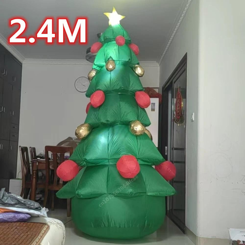 2.4M/8FT Christmas Inflatable Xmas Tree พร้อมไฟ LED เครื่องประดับกลางแจ้งคริสต์มาสของขวัญปีใหม่ของเล
