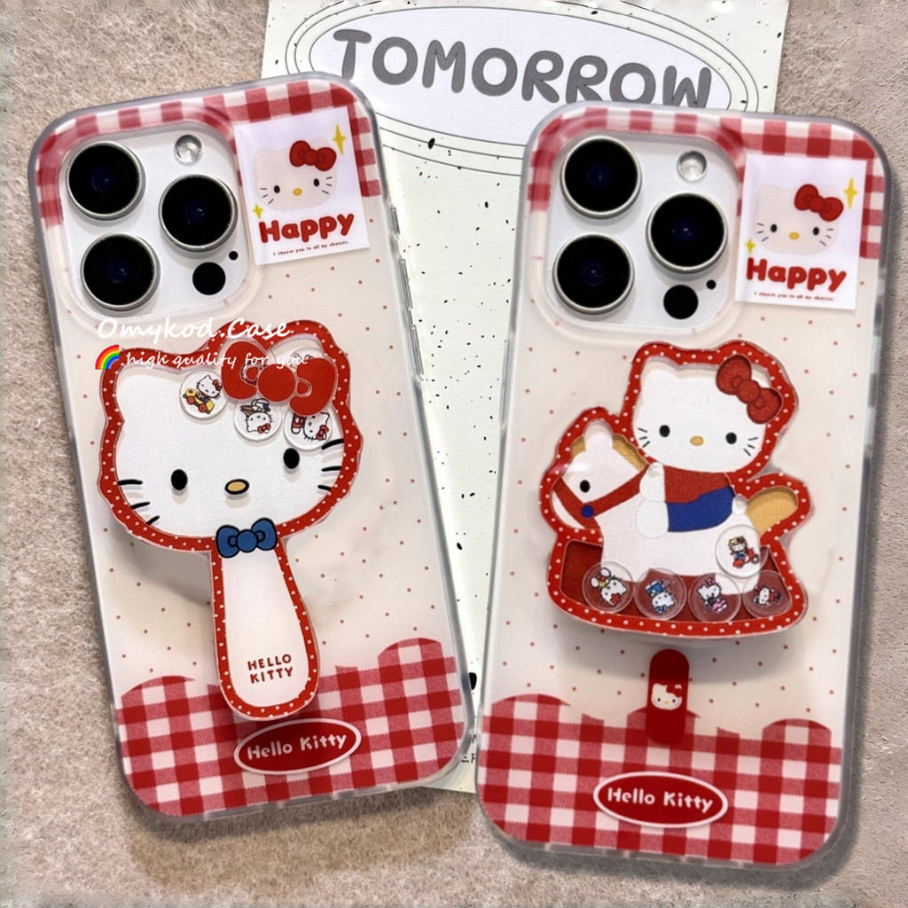 Red Spotted Ins Kitty สําหรับ iPhone 11 12 13 14 15 16 17 Pro Max 6 7 8 Plus ปลอกสําหรับ iPhone XR Xs Max 16E TPU Clear เคสโทรศัพท์ฝาครอบป้องกัน
