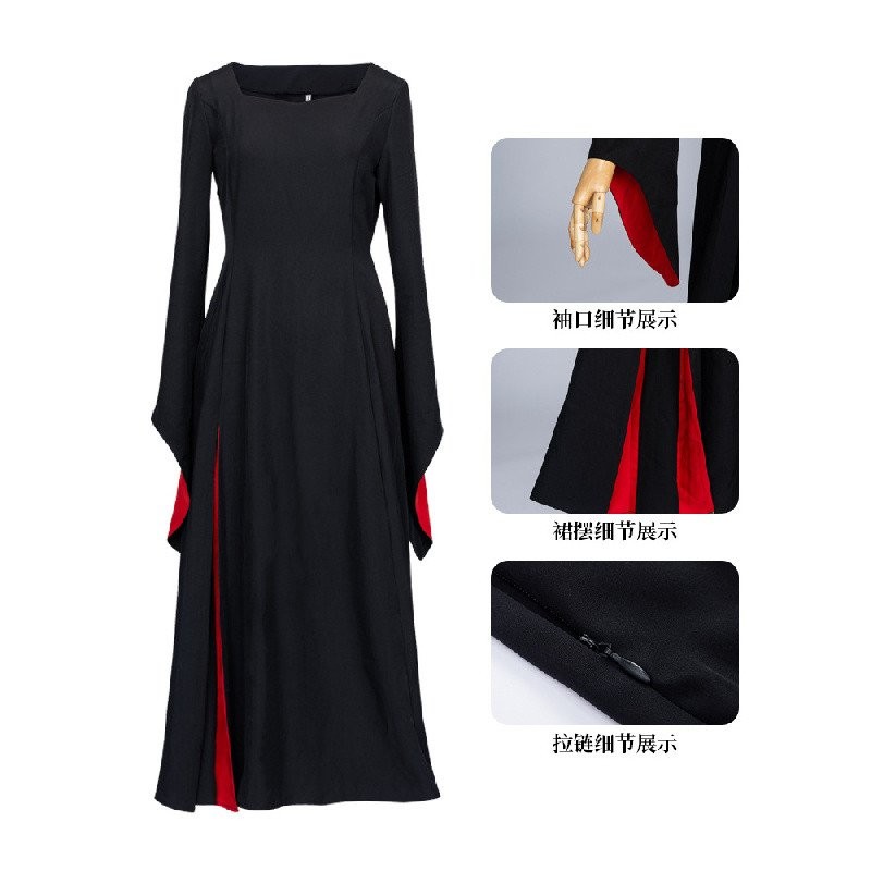 ชุดคอสเพลย์ Morticia จาก The Addams Family เหมาะสำหรับการแต่งตัวในงานแสดงและฮัลโลวีน