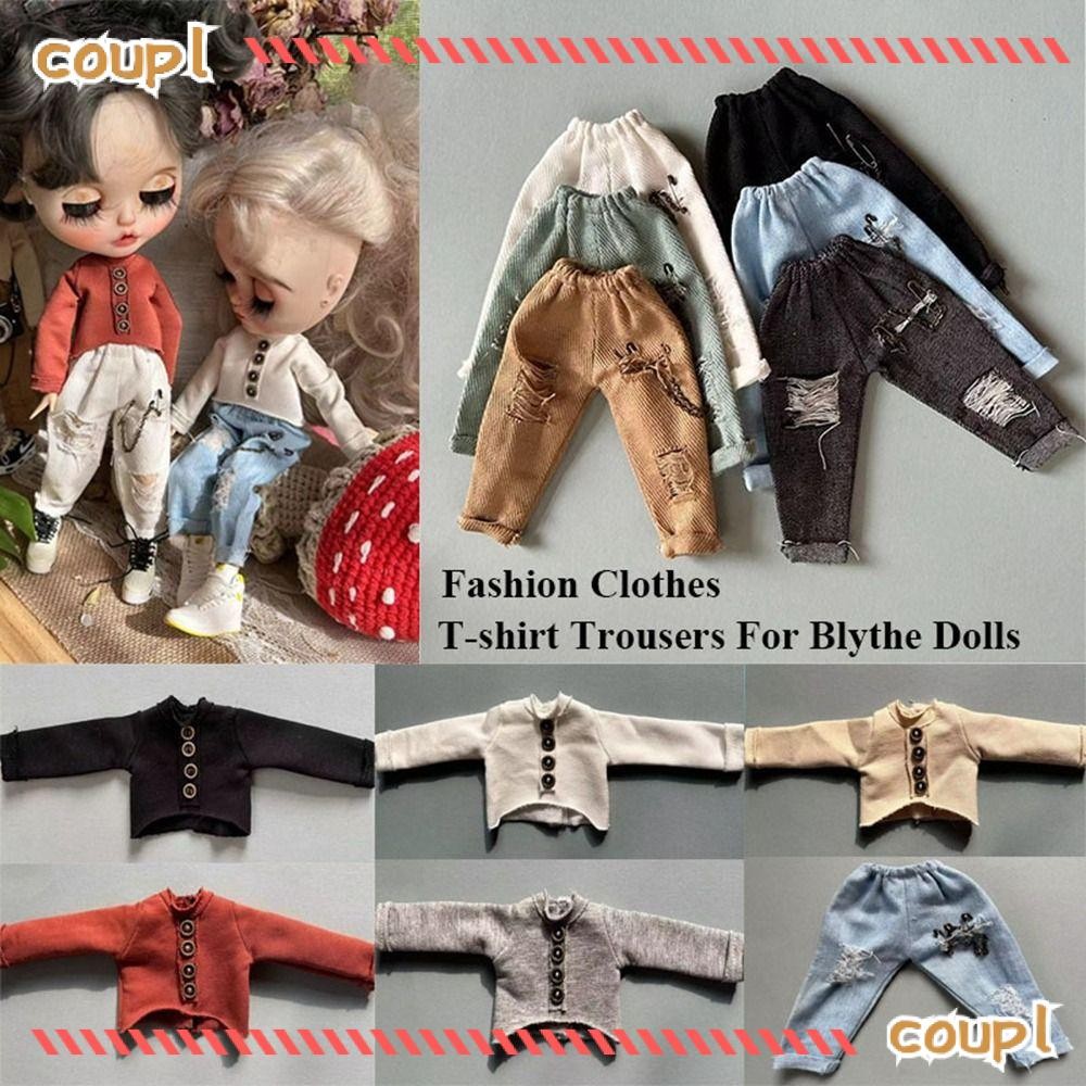 COUPL เสื้อยืดกางเกง, DIY แฟชั่น Casual Top, Mini กางเกงทําด้วยผ้าขนสัตว์น่ารักสําหรับตุ๊กตาบลายธ์สํ