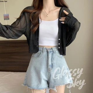 Glassy Sky💖​พร้อมส่ง​💖เสื้อคลุมกันแดด เสื้อคลุม คาร์ดิแกนซีทรู บางเบาสีพาสเทลน่ารัก (8K66) -C