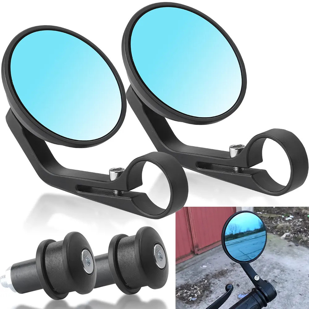 1 คู่ 7/8 "22 มม.อลูมิเนียมกระจกรถจักรยานยนต์รถจักรยานยนต์รอบ Rearview Handle Bar End กระจกมองข้างสํ