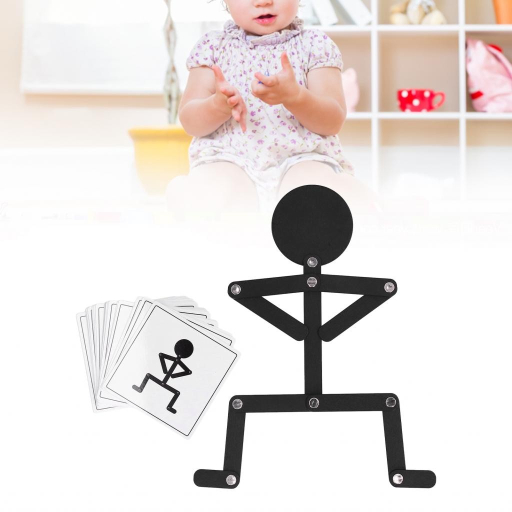 Buybest1 Wooden Stickman Toy วัสดุไม้ Linden สีดําเป็นเกมเพื่อการศึกษา