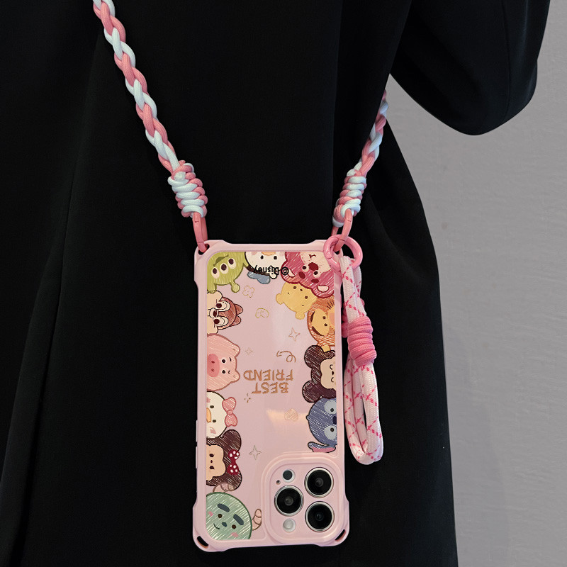 เคสไอโฟน 13 มิกกี้เมาส์น่ารักลอตโซ่สี่มุมรูแขวน สำหรับ IPhone 13 11 14 16 12 15 17 Pro Max XSMax SE 2 3 XR X 16 8 7 Plus - รูปที่ 7