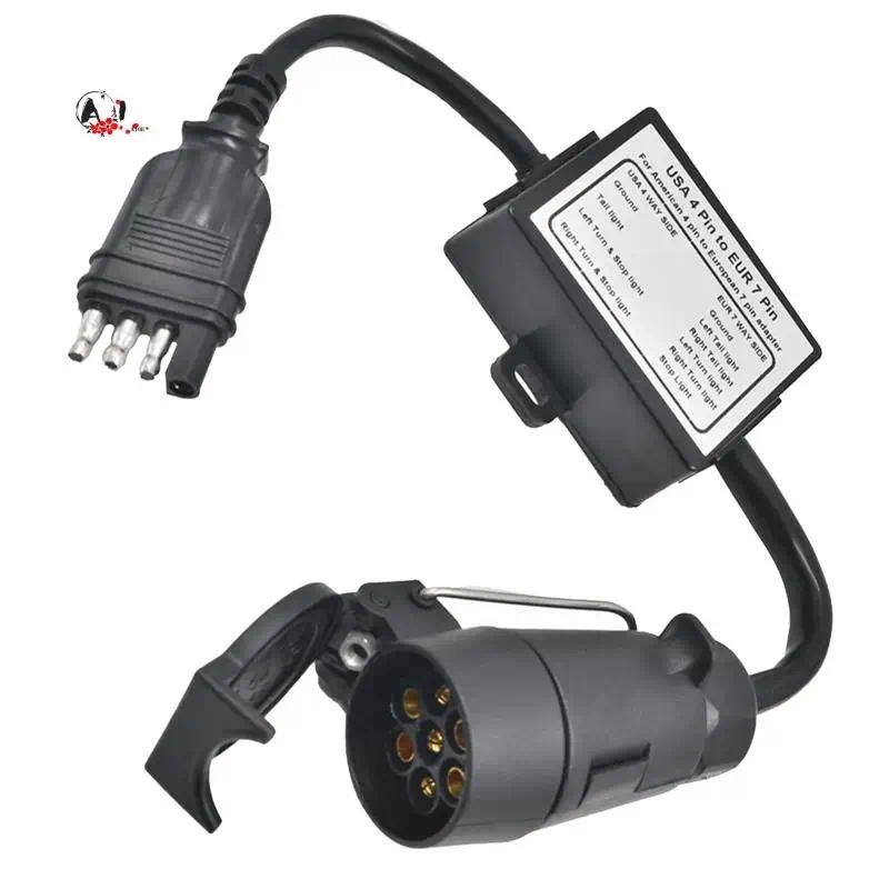 A10E-Trailer Connector USA 4-Pin แบนปลั๊กยุโรป7-Pin Connector 4 ถึง 7 Trailer Light Converter อะแดปเ