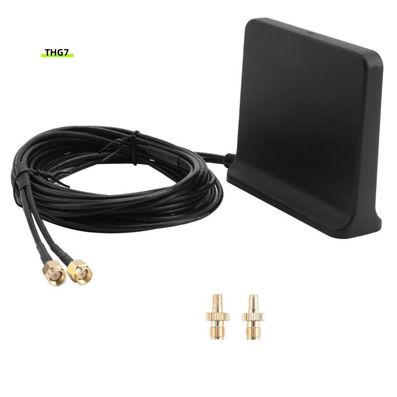 Belinda7Signal Boost 5G 4G LTE 3G GSM Mimo Aerial High Gain 12Dbi 600-6000Mhz ภายนอกเสาอากาศ Omni (สีดําพร้อมอะแดปเตอร์ Ts9)