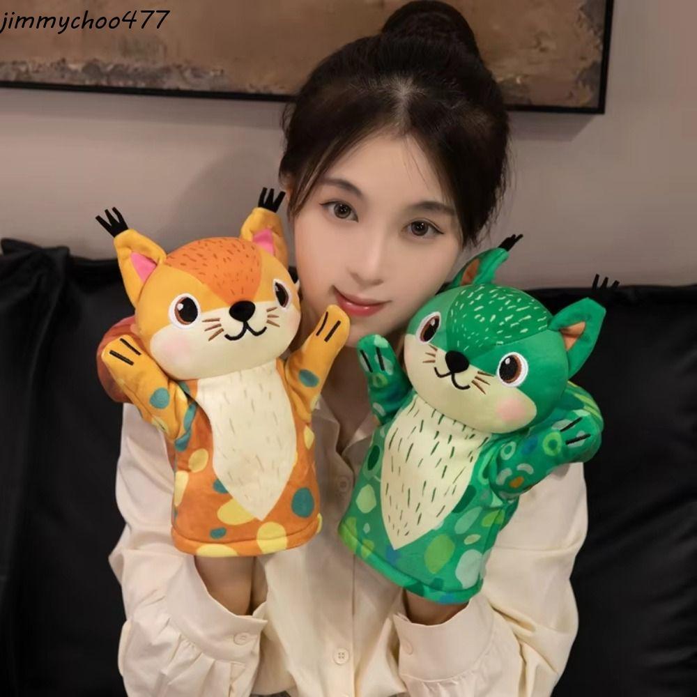 JIMMYCHOO ตุ๊กตาสัตว์, Squirrel Storytelling ตุ๊กตากระรอกของเล่น,ตุ๊กตา Props ของเล่น Movable ปากนุ่