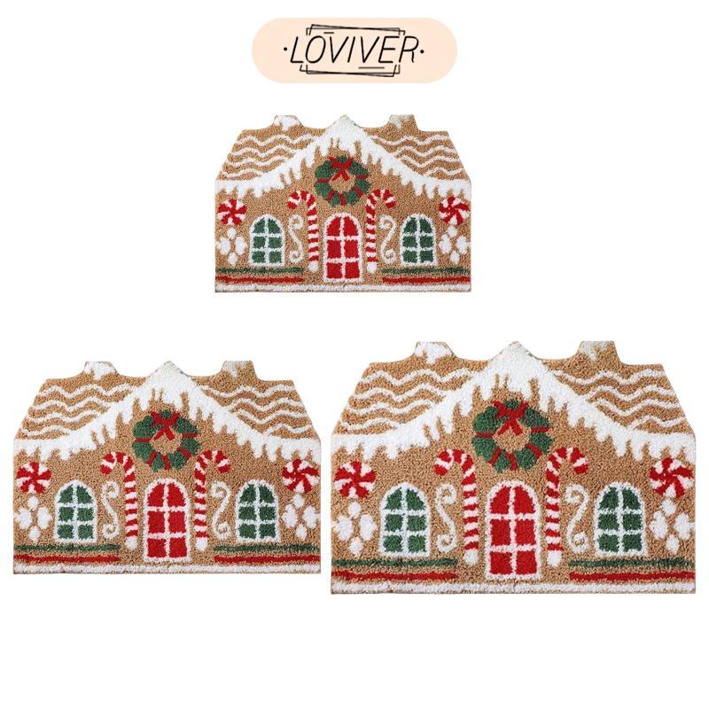 LOVIVER พรมเช็ดเท้าคริสต์มาสพรมห้องครัว Farmhouse Anti Slip พรมพื้นที่คริสต์มาสแบบใช้ซ้ําได้สําหรับประตูด้านหน้าวันหยุดเทศกาลฤดูหนาวห้องนอน