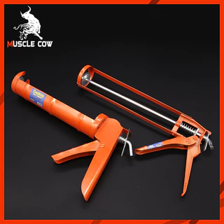 MUSCLE COW ปืนยิงซิลิโคน สีส้ม ทรงกระบอก โครงเหล็กคุณภาพสูง กดง่าย ไม่ติดขัด เหมาะสำหรับผู้รับเหมาและงาน DIY