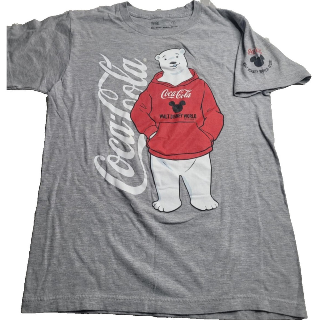 เสื้อยืดแขนสั้น Coca-Cola Walt Disney World พิมพ์ลายหมีขั้วโลกจากผ้าฝ้ายแท้
