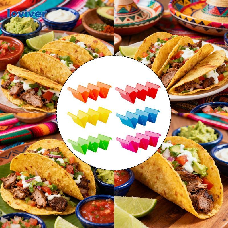 [Loviver] Mexican Taco Holder Stand ถาดเสิร์ฟองค์กรมัลติฟังก์ชั่น Taco Rack Roll Food Rack for Kitch