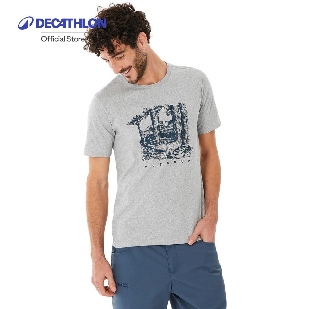 Decathlon Men's T-Shirt Grey - NH100 เสื้อยืดเดินป่าสำหรับผู้ชายรุ่น NH100 (สีเทา)