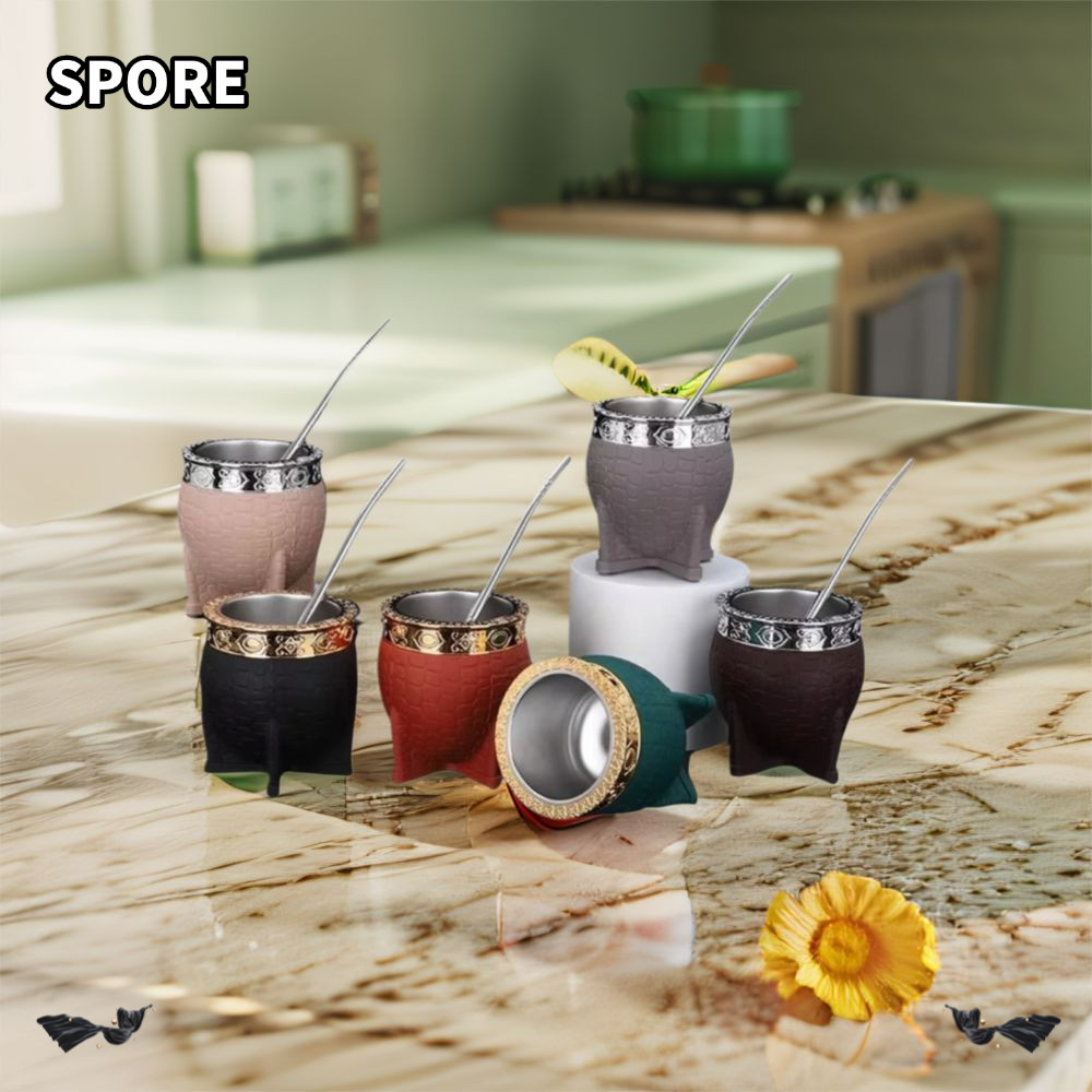 SPORE ถ้วยฉนวน, 260 มล. เต่าเปลือกเนื้อ Mate ถ้วย, ถ้วยเปลือกไข่สองชั้นสร้างสรรค์ Yerba Mate ชา
