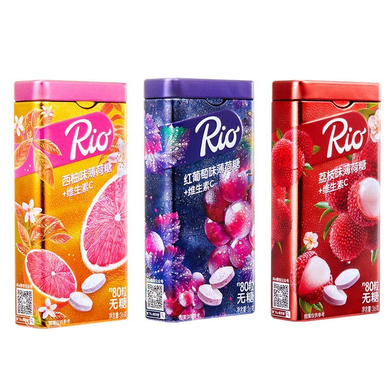2025 สินค้าใหม่ Rio ลูกอม C Mint ปราศจากน้ําตาล VC รสผลไม้ลมหายใจสดชื่น Casual Cool Candy Snacks กล่