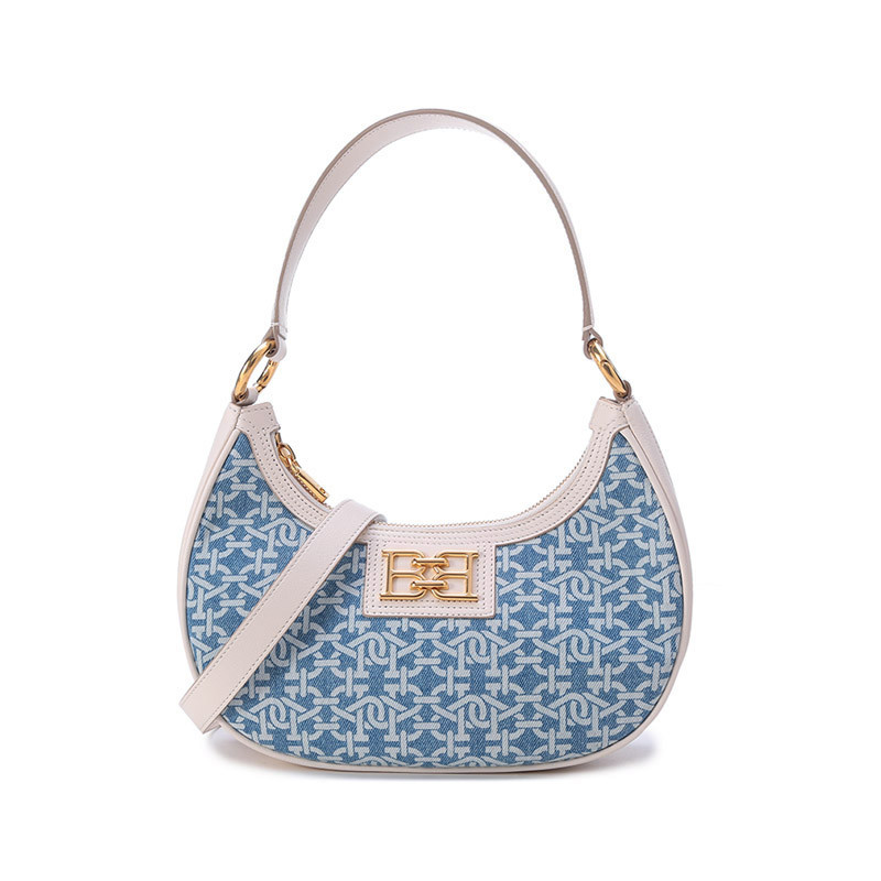 [ดําเนินการด้วยตนเอง] Bally Ladies Bally Fabric with Leather Portable One-Shoulder Messenger Bag Und