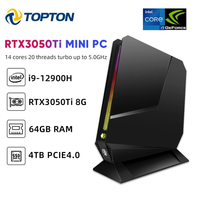 Topton Gaming Mini PC Intel i9 13900H 12900H i7 13700H 12700H Nvidia RTX4060 3050 8G Desktop Gamer ม