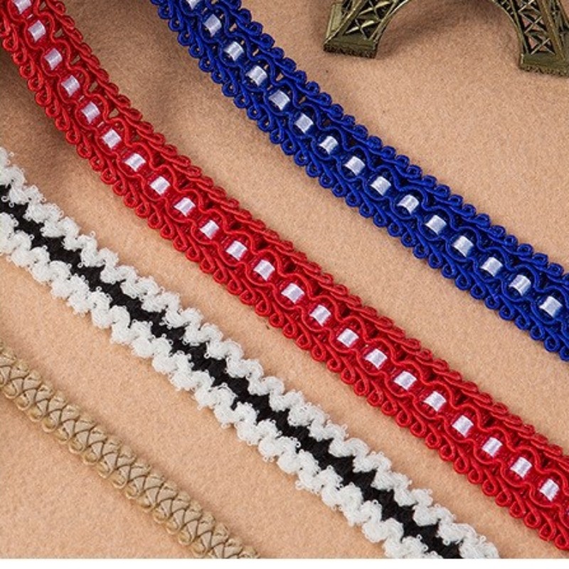 1 Yard Multicolor โพลีเอสเตอร์ถักผ้า Applique ลูกไม้ Trim เย็บ DIY Hemline โคมไฟคอ Headwear ผ้าม่านป