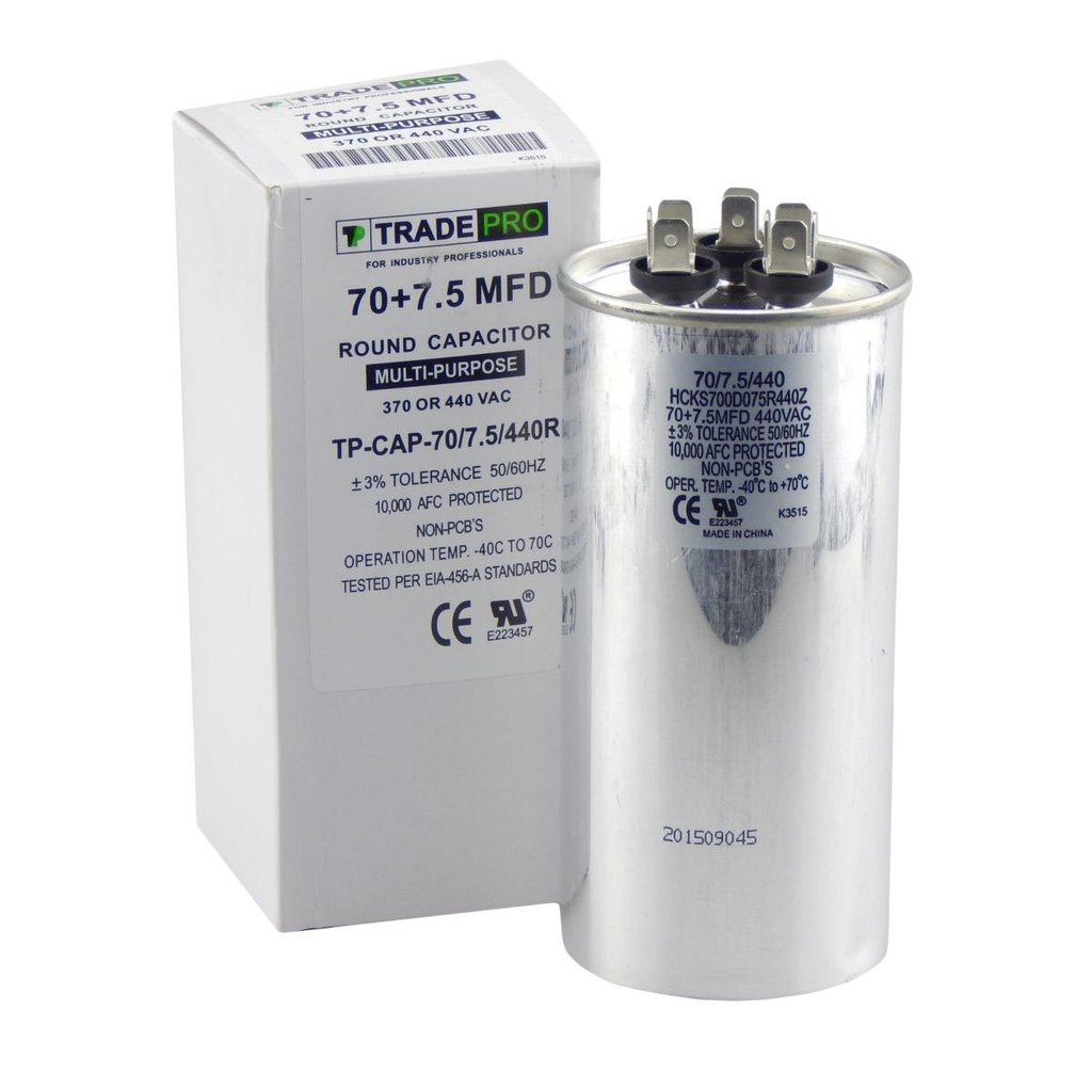 70/7.5 MFD 370/440 โวลต์รอบ Dual Run Capacitor