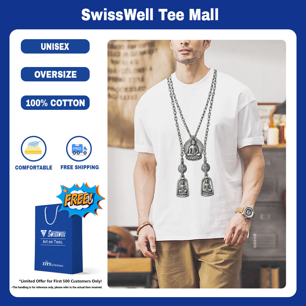 ZITY 🎽 เสื้อยืดผ้าคอตตอน 100% T-Shirt Oversize คอกลม Unisex ลาย Buddha amulets เอฟเฟกต์เต็ม P2