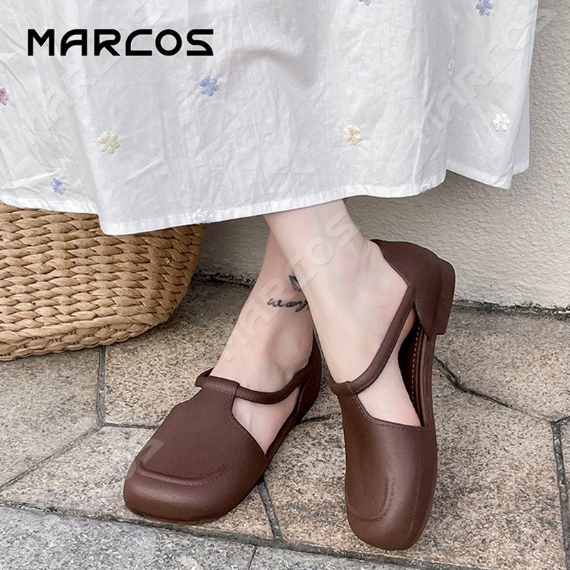 MARCOS รองเท้าแตะผู้หญิง ส้นแบน คัทชู ใส่สบาย รองเท้าแฟชั่นผู้หญิง กันลื่น รอง เ ทา แตะผู้หญิง จัดส่งจากกรุงเทพฯ