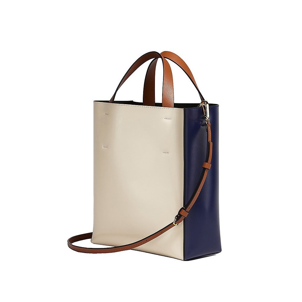 European Direct Mail MARNI/Mani MUSEO Series Ladies Small Size Blue/White Shoulder Tote Bag