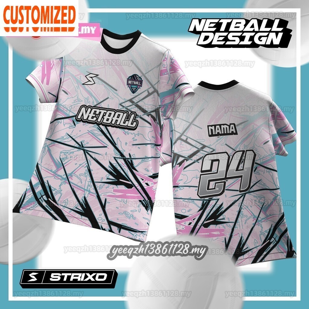 Netball Design New Jersey Viral Kid Fashion Netball Jersey Custom ชื่อและหมายเลขระเหิด Jersi Footbal