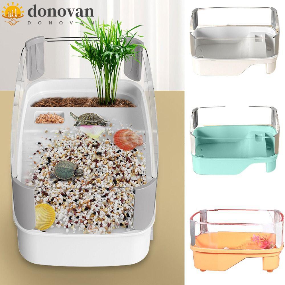 DODONVAN Turtle Tank, Large Capacity Bask Platform Turtle House, พื้นปลูกที่ทนทานรั้วสูง Multi-funct