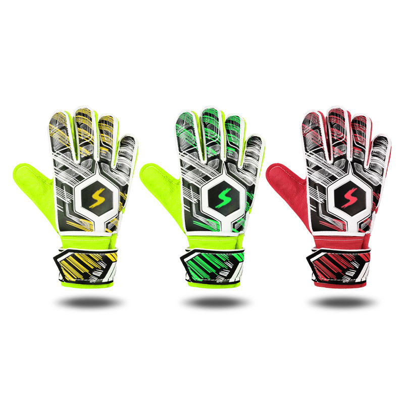 Mata ถุงมือผู้รักษาประตูสำหรับเด็กและผู้ใหญ่ ทำจากlatex ออกแบบเพื่อป้องกันการชนและปกป้องนิ้วขณะเล่นฟ