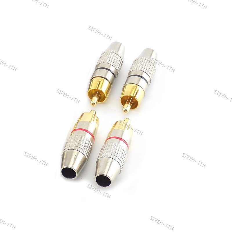 4pcs Non Solder Gold Plated RCA ชายปลั๊ก Cabling Connector อะแดปเตอร์เสียงสายวิดีโอกล้องวงจรปิดอุปกร