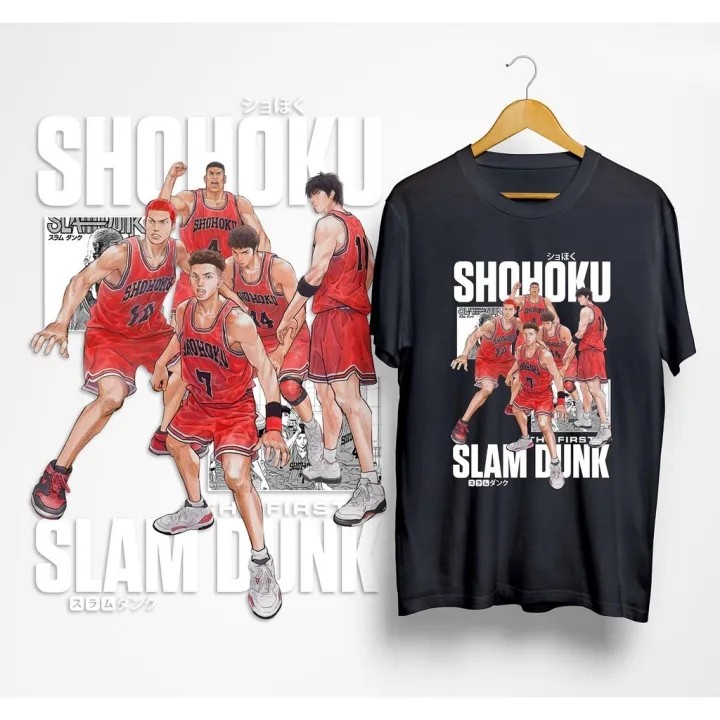 เสื้อยืดกราฟิกอนิเมะ Slamdunk Shohoku ผ้าฝ้ายแท้ 100% สไตล์ STREET สำหรับทุกเพศ ไซส์ S ถึง 5XL