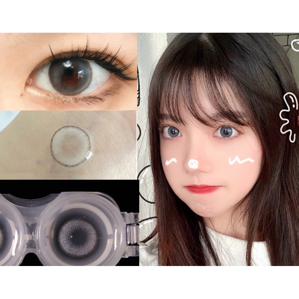 (1 คู่) LWHUI,ColorPinto Brand ,14.00mm,Gdia:13.3mm,(เกรด 0-8.00), คอนแทคเลนส์การใช้งานรายปี(grey)