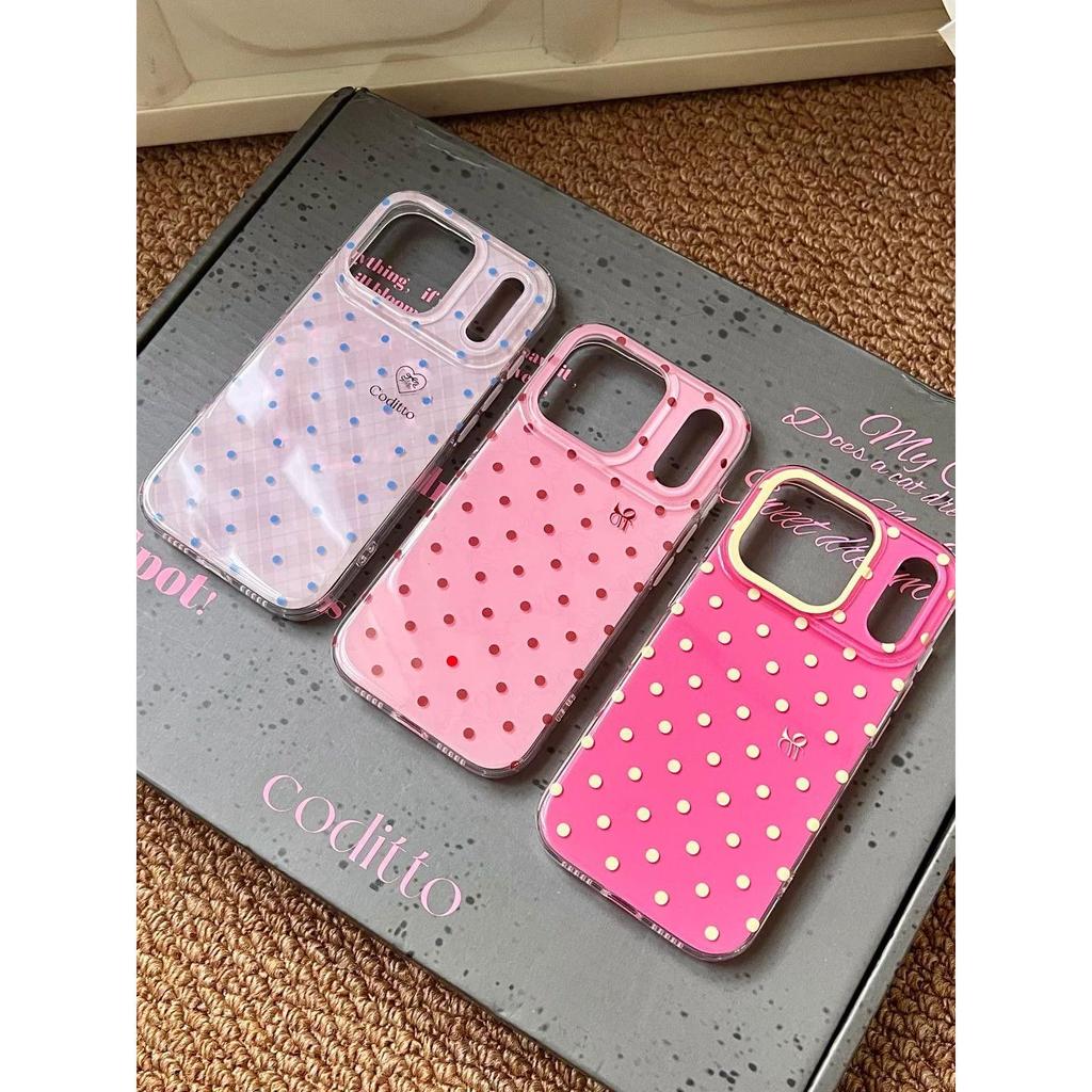 เคสโทรศัพท์ลายจุดเกาหลีย้อนยุคเหมาะสําหรับiPhone17 16 15 14 13 11 12Promax 11Promax 12Pro 14plus 15Promax