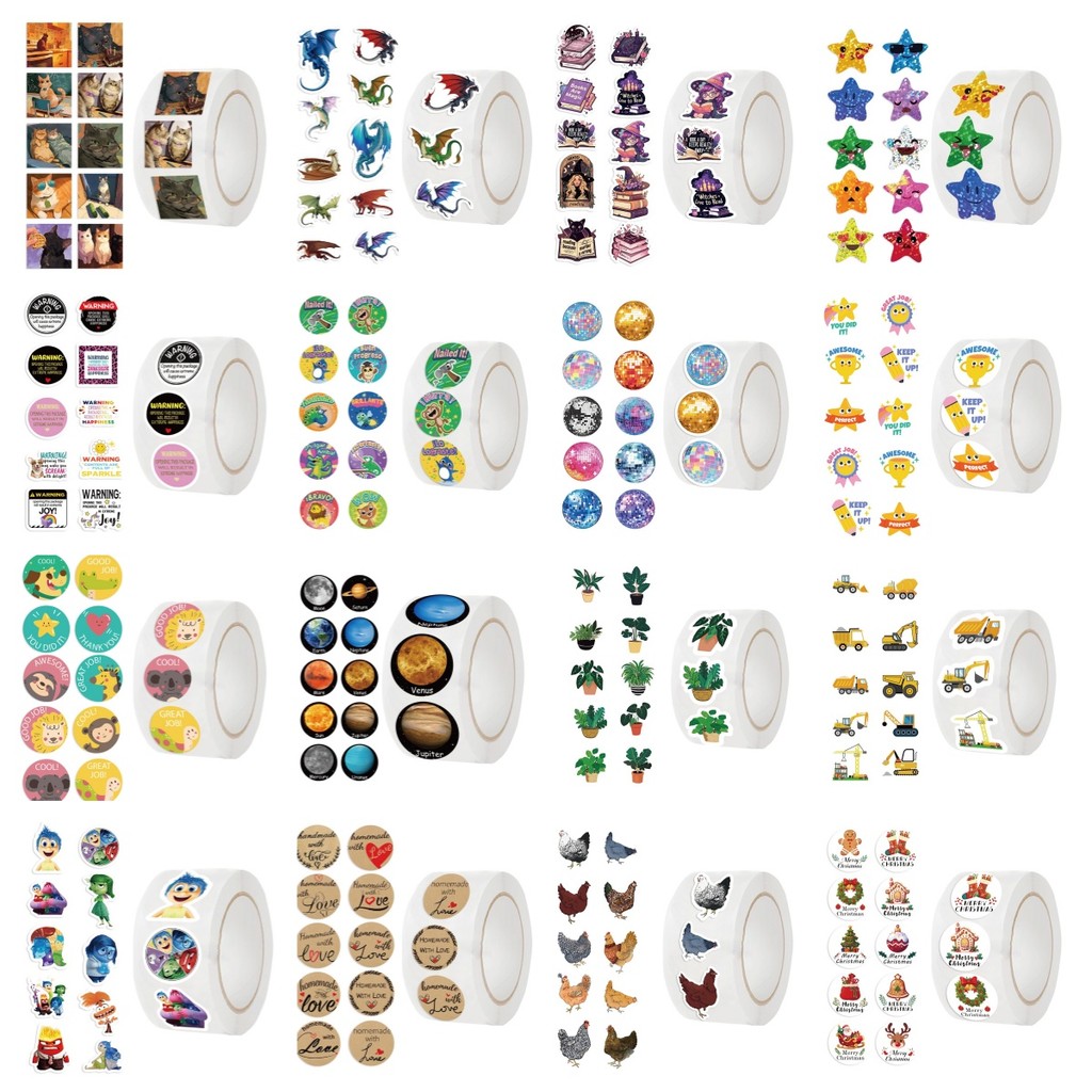 คอลเลกชันสติกเกอร์ม้วนขายส่ง-100รูปแบบ500ชิ้น/ม้วนขายร้อนข้ามพรมแดนพร้อมสต็อก