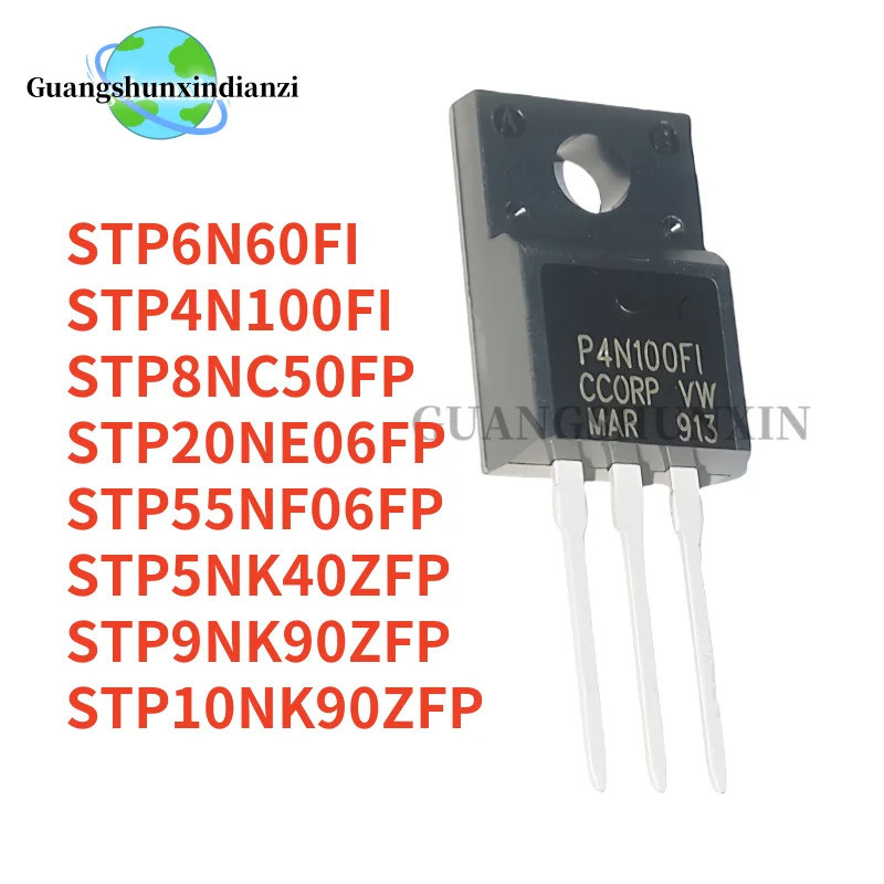 5PCS P9NK90ZFP P5NK40ZFP P20NE06FP P55NF06FP P10NK90ZFP P8NC50FP P4N100FI P6N60FI TO-220F Field Effe