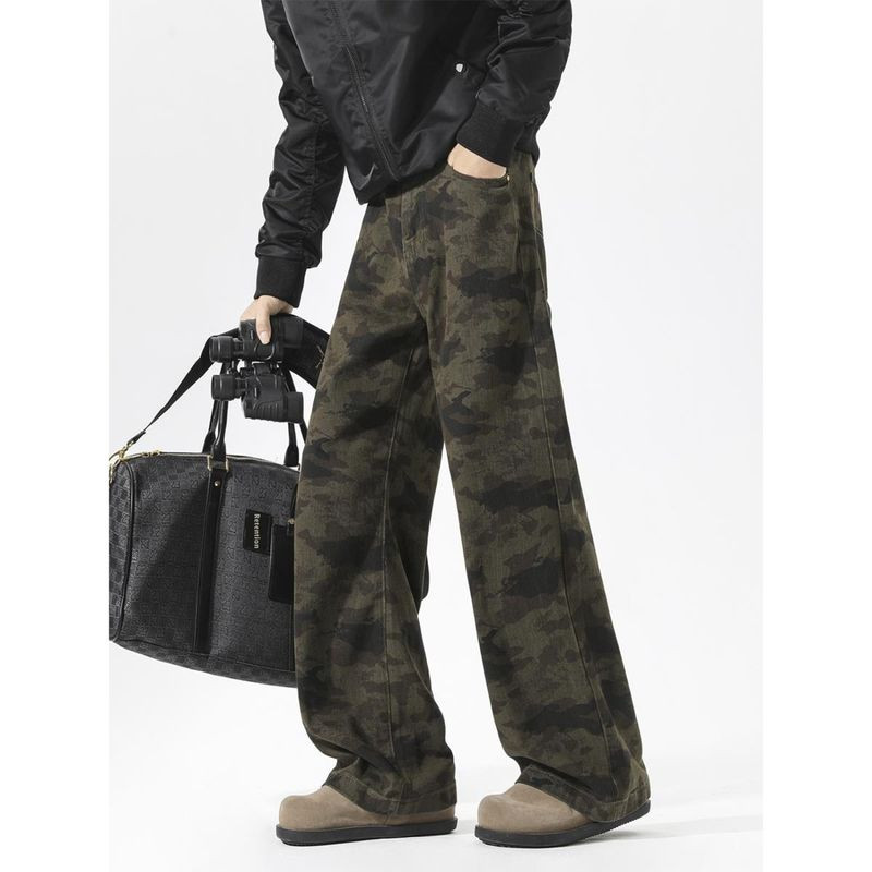 TIDE BEAR กางเกงลําลอง.camouflage cargo สำหรับผู้ชาย ทรงหลวม